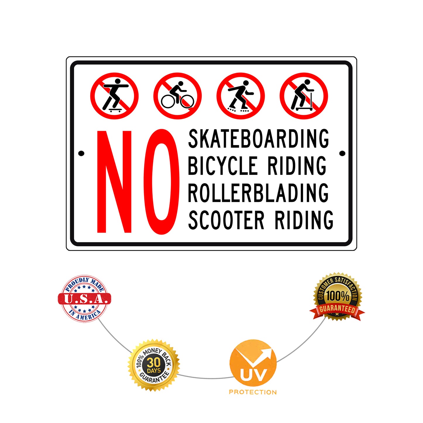 No Skateboarding Bicycle Riding Rollerblading Scooter Riding Aluminum Metal Sign