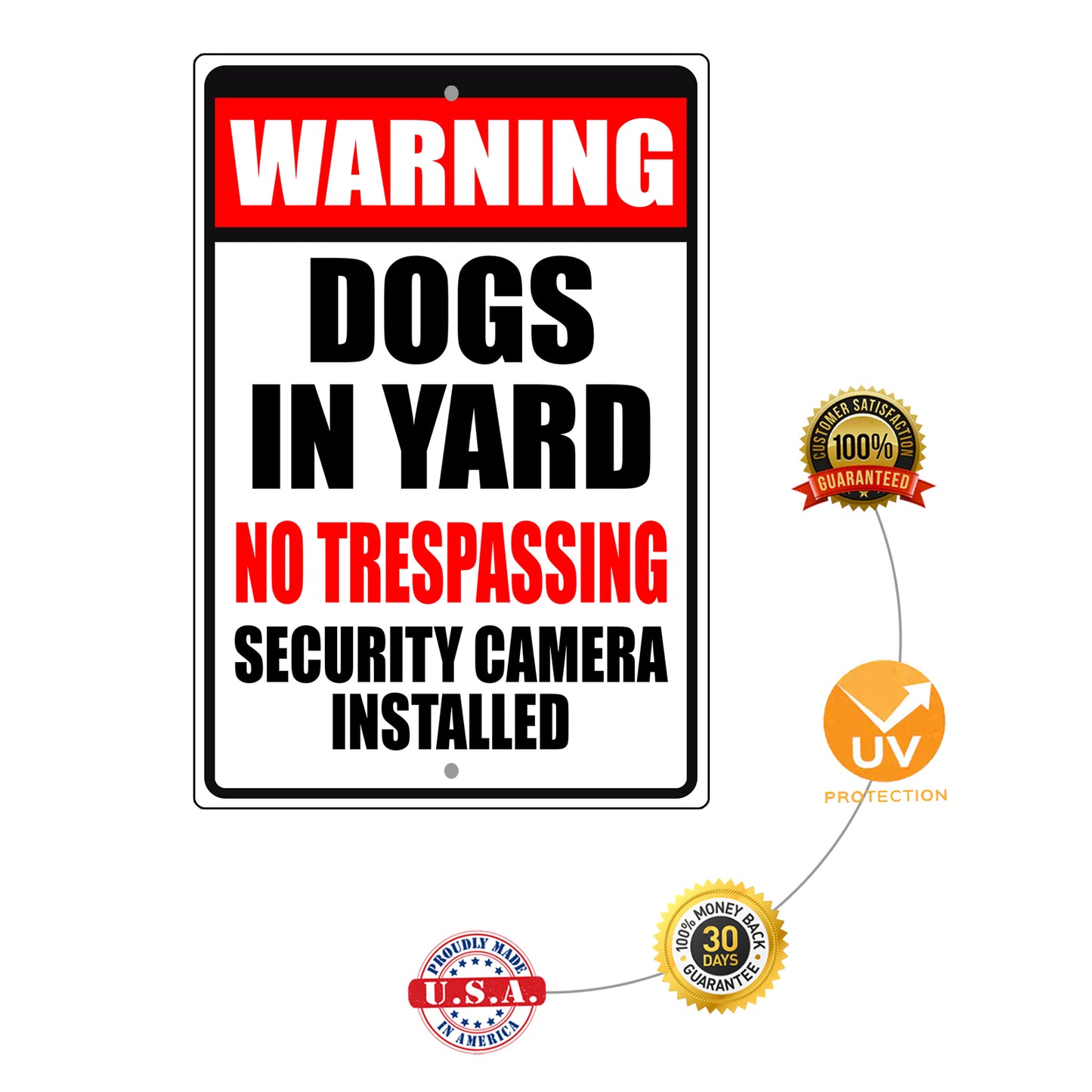 Warning Dogs In Yards Aluminum Metal Sign