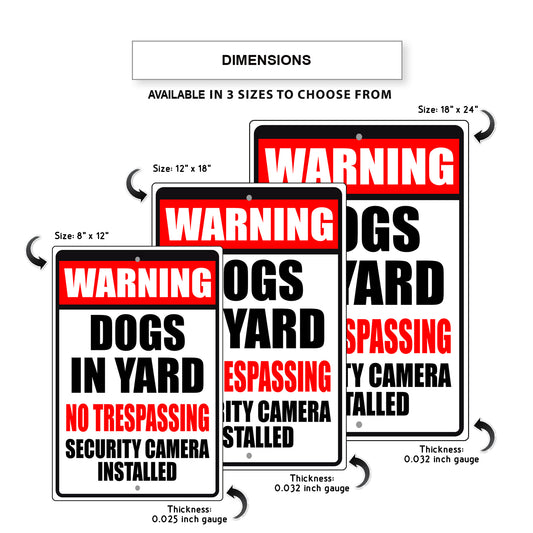 Warning Dogs In Yards Aluminum Metal Sign