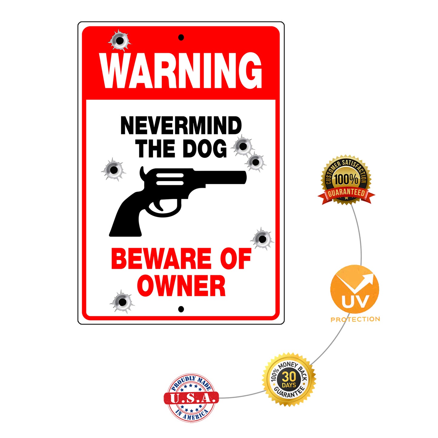 Warning nevermind the dog beware of owner aluminum metal sign
