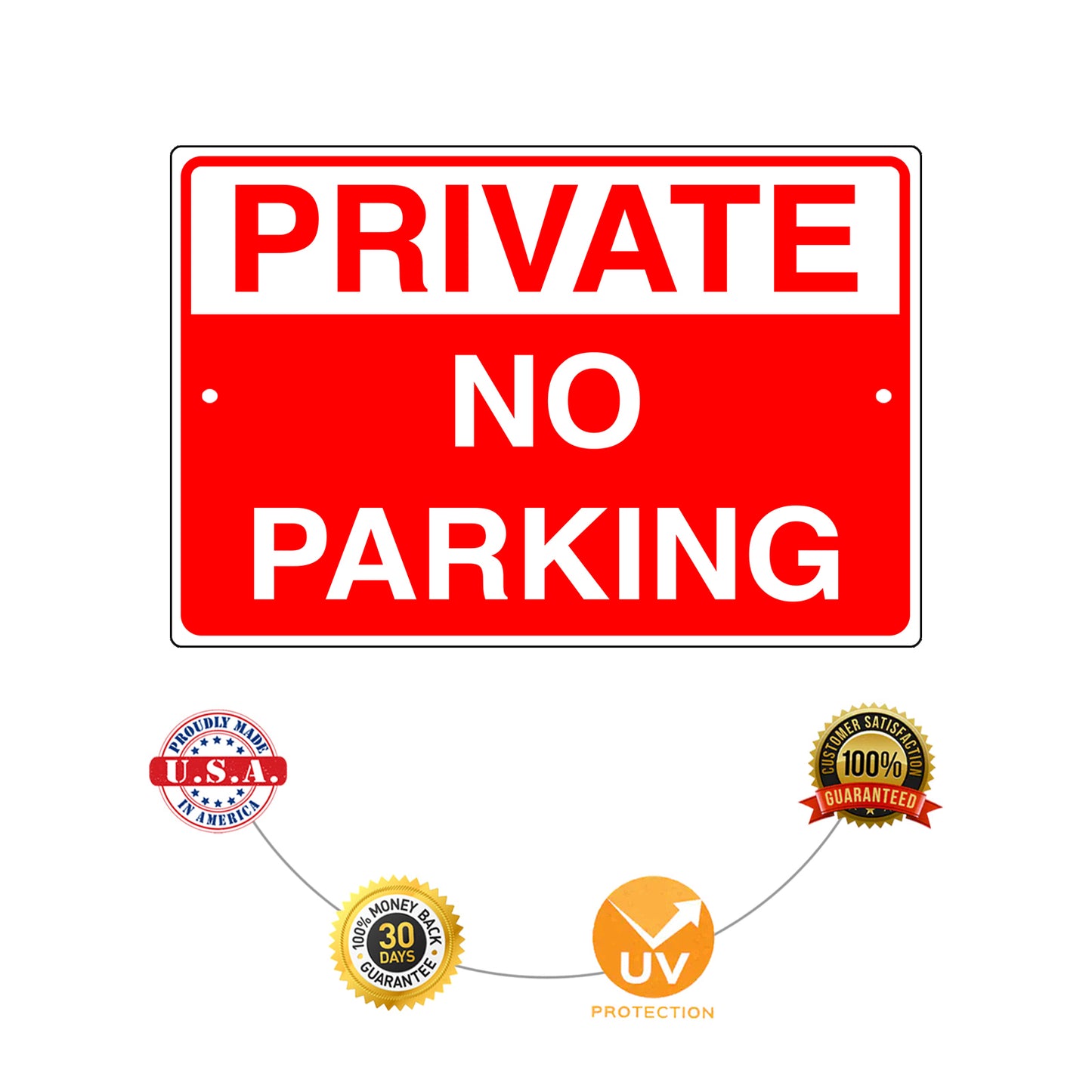 Private no parking aluminum metal sign