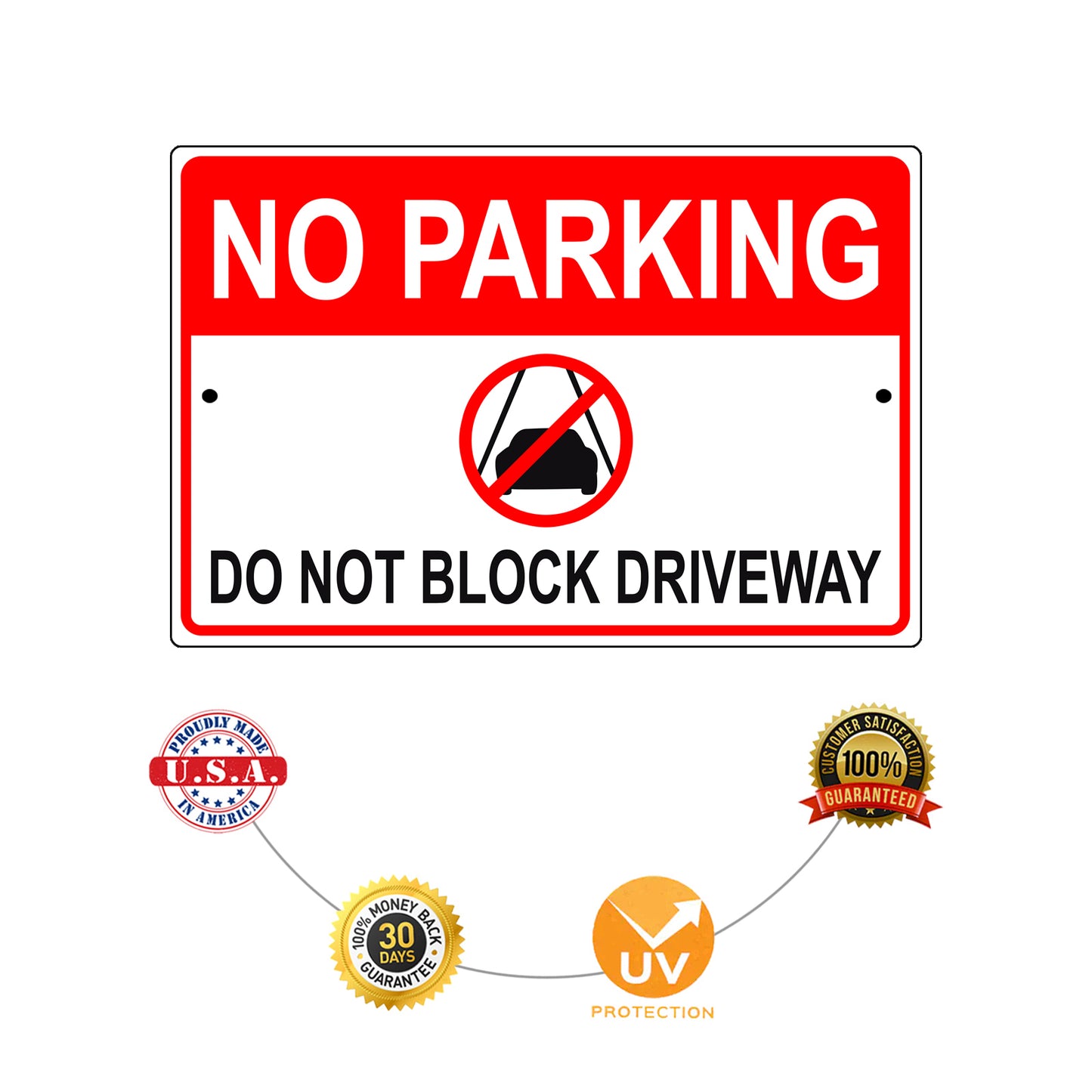 No parking do not block driveway aluminum metal sign