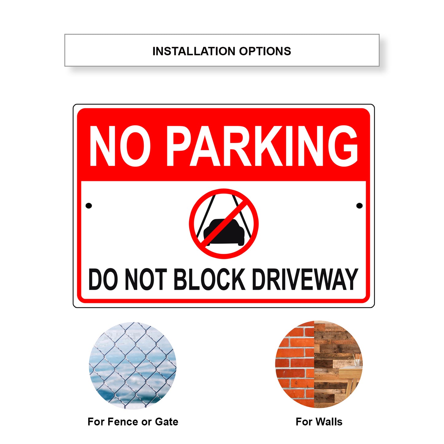 No parking do not block driveway aluminum metal sign