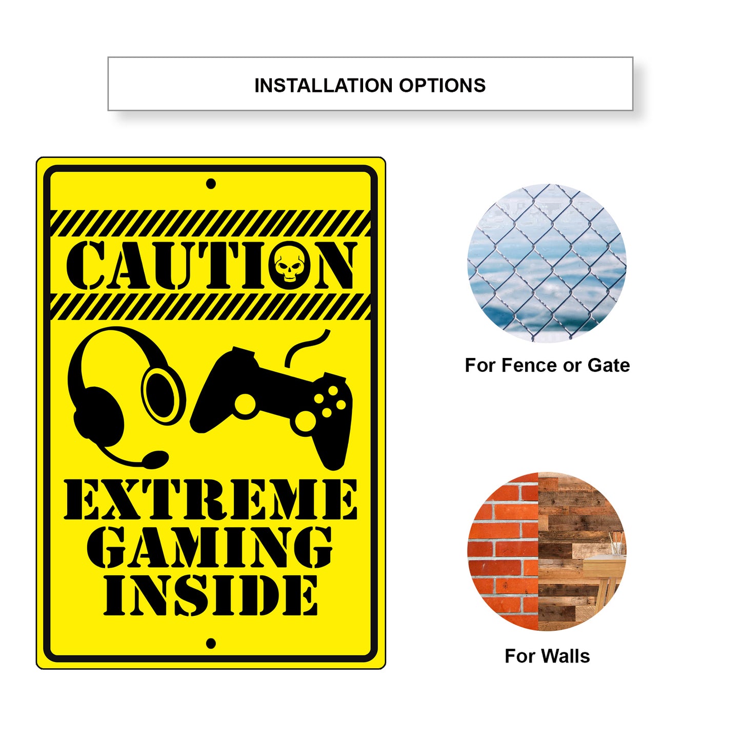 Caution extreme gaming inside aluminum metal sign
