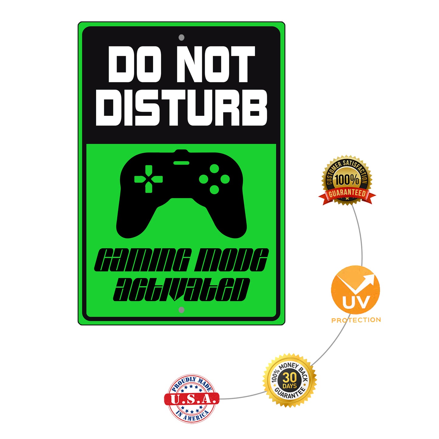 Do not disturb gaming mode activated aluminum metal sign