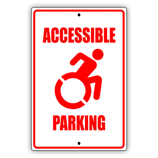 Accessible parking aluminum metal sign