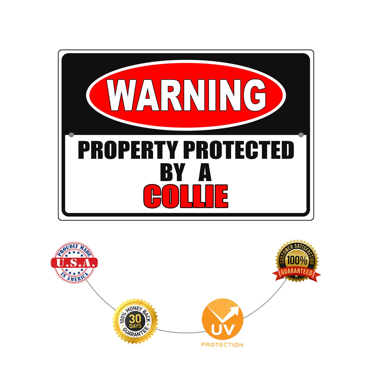 Warning property protected by a collie aluminum metal sign