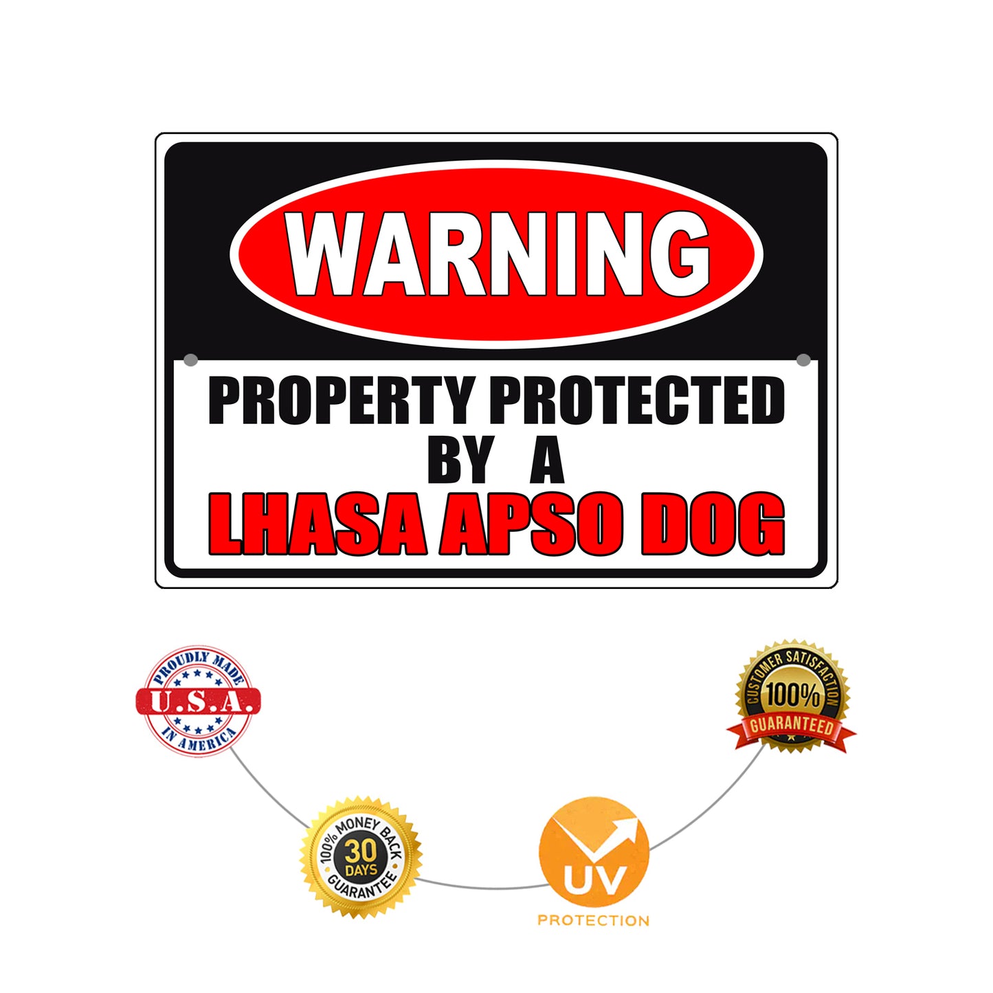 Warning property protected by a lhasa apso dog aluminum metal sign