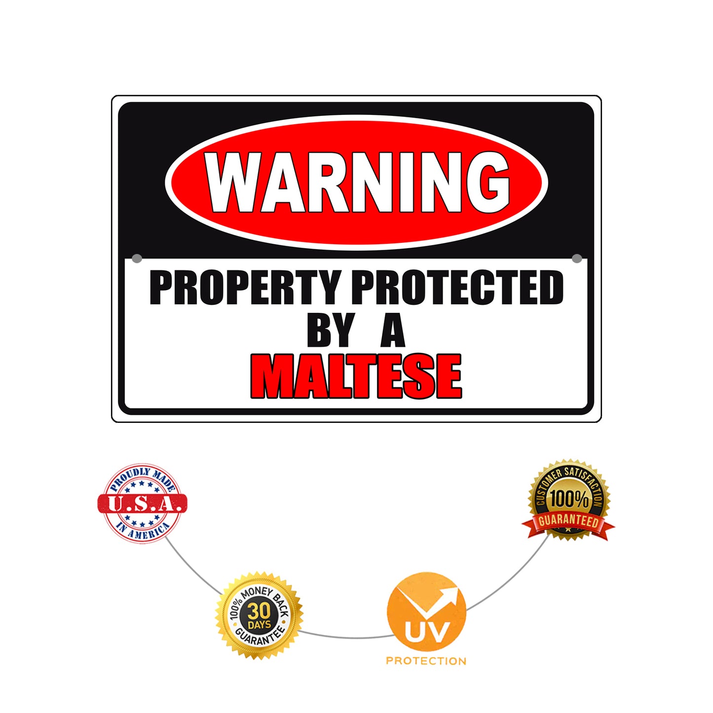 Warning property protected by a maltese aluminum metal sign