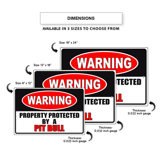 Warning property protected by a pit bull aluminum metal sign