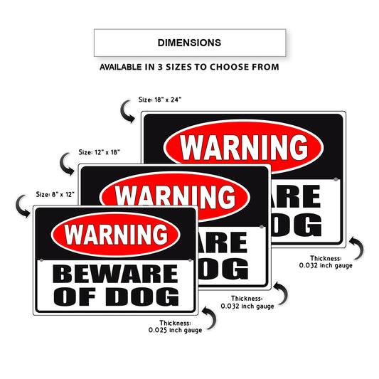 Warning beware of dog aluminum metal sign
