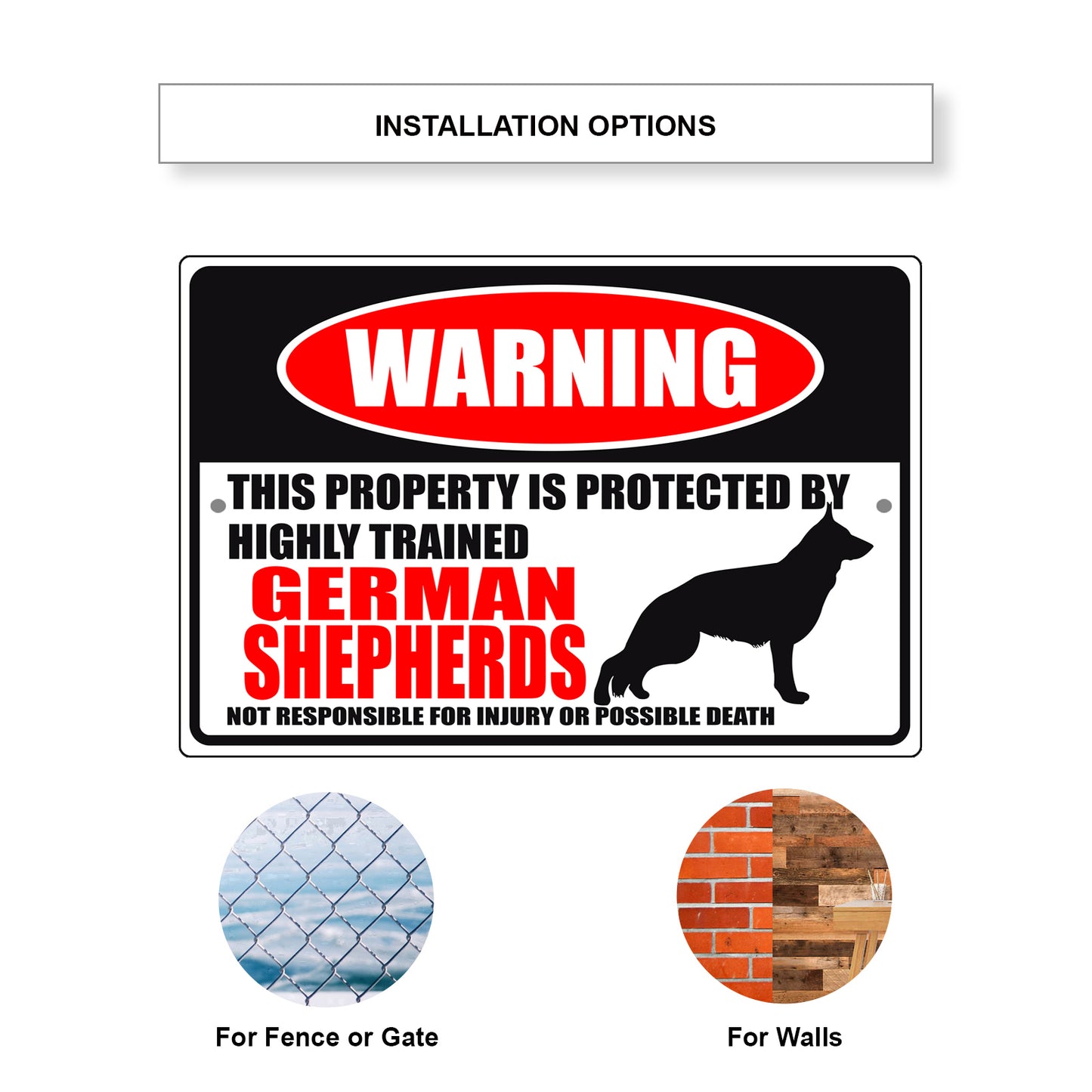 Warning this property is protected by highly trained german shepherds aluminum metal sign
