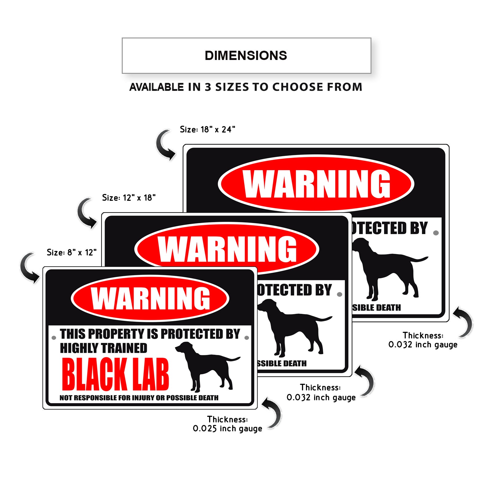 Warning this property is protected by highly trained black lab aluminum metal sign