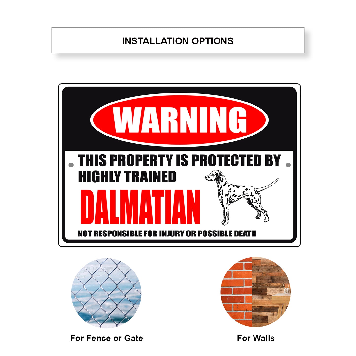Warning this property is protected by highly trained aluminum metal sign