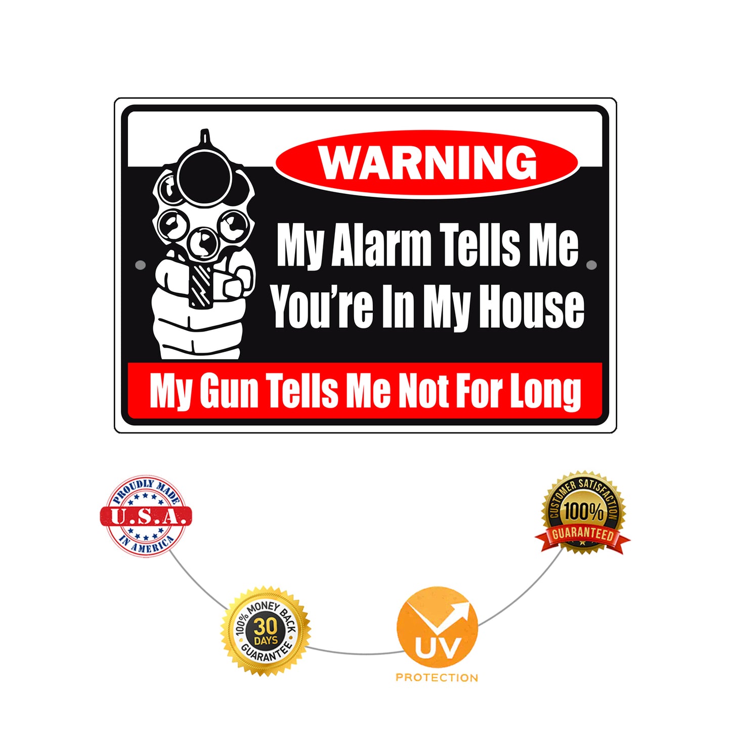 Warning My Alarm Tells Me You're In My House Aluminum Metal Sign