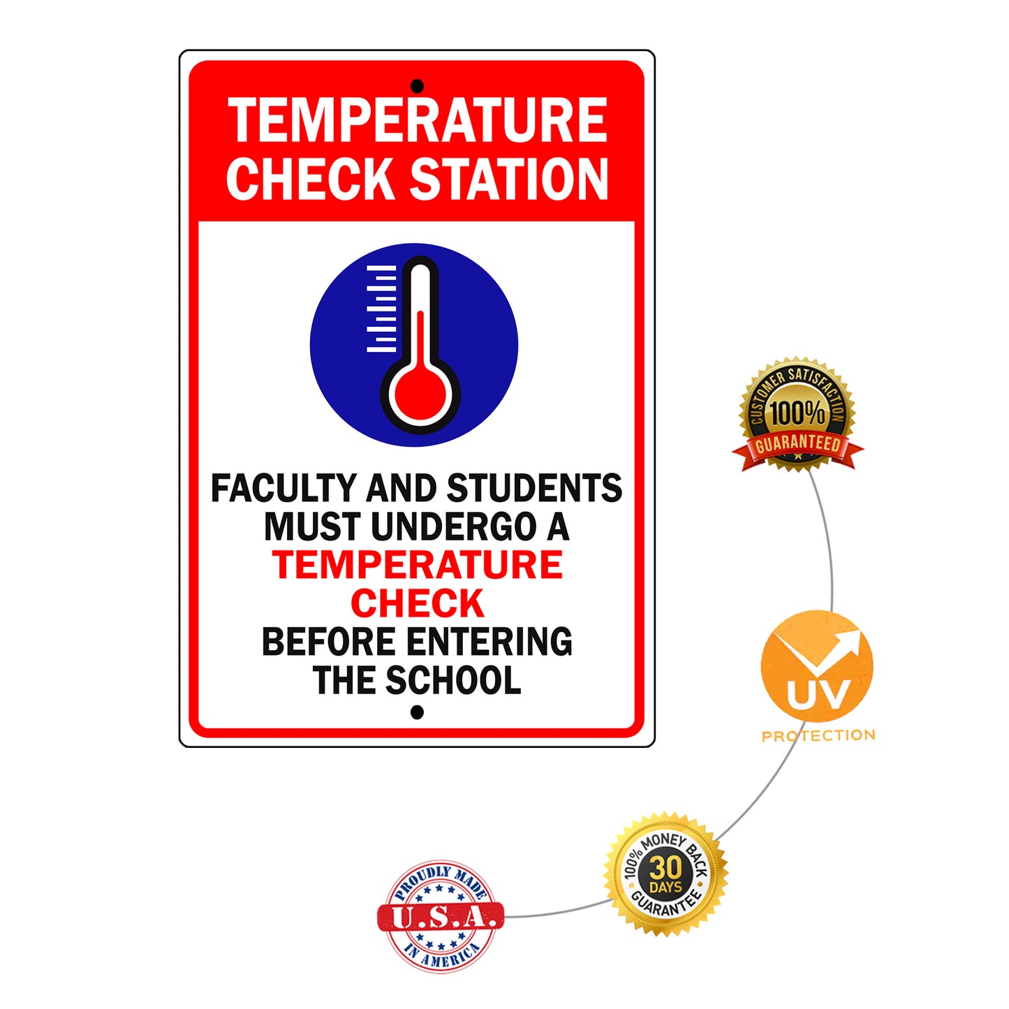 Temperature Check Station Aluminum Metal Sign