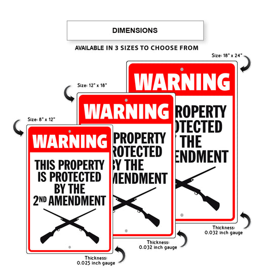 Warning This Property Is Protected By 2nd Amendment Aluminum Metal Sign