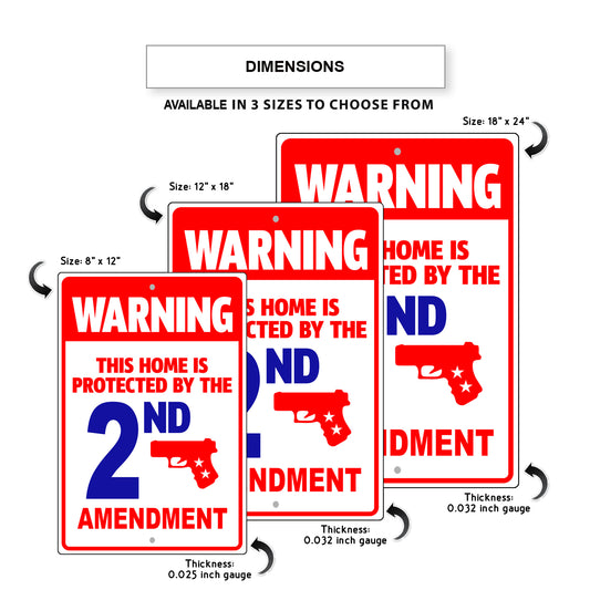 Warning Property Protected By 2nd Amendment Aluminum Metal Sign
