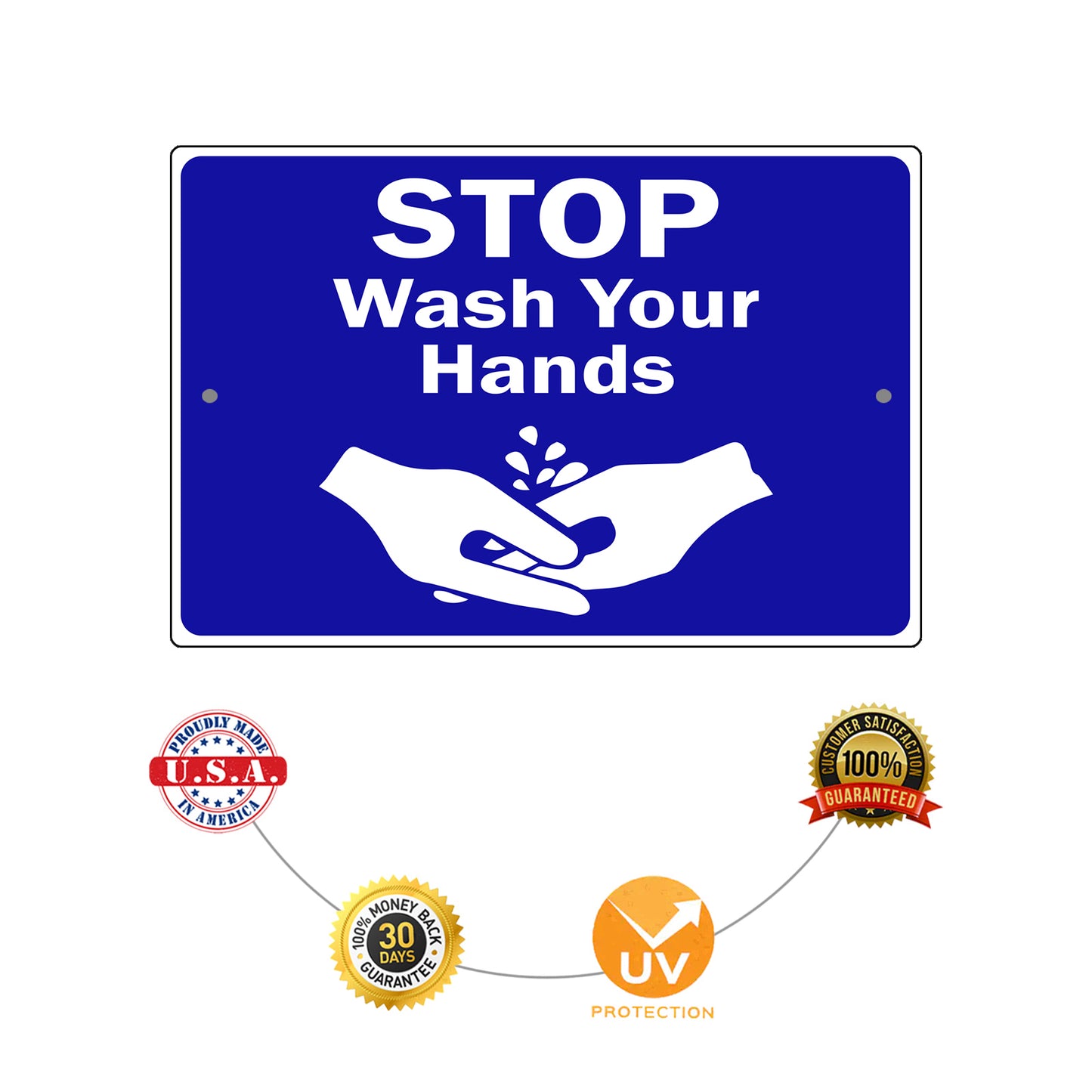 Stop Wash Your Hands Aluminum Sign