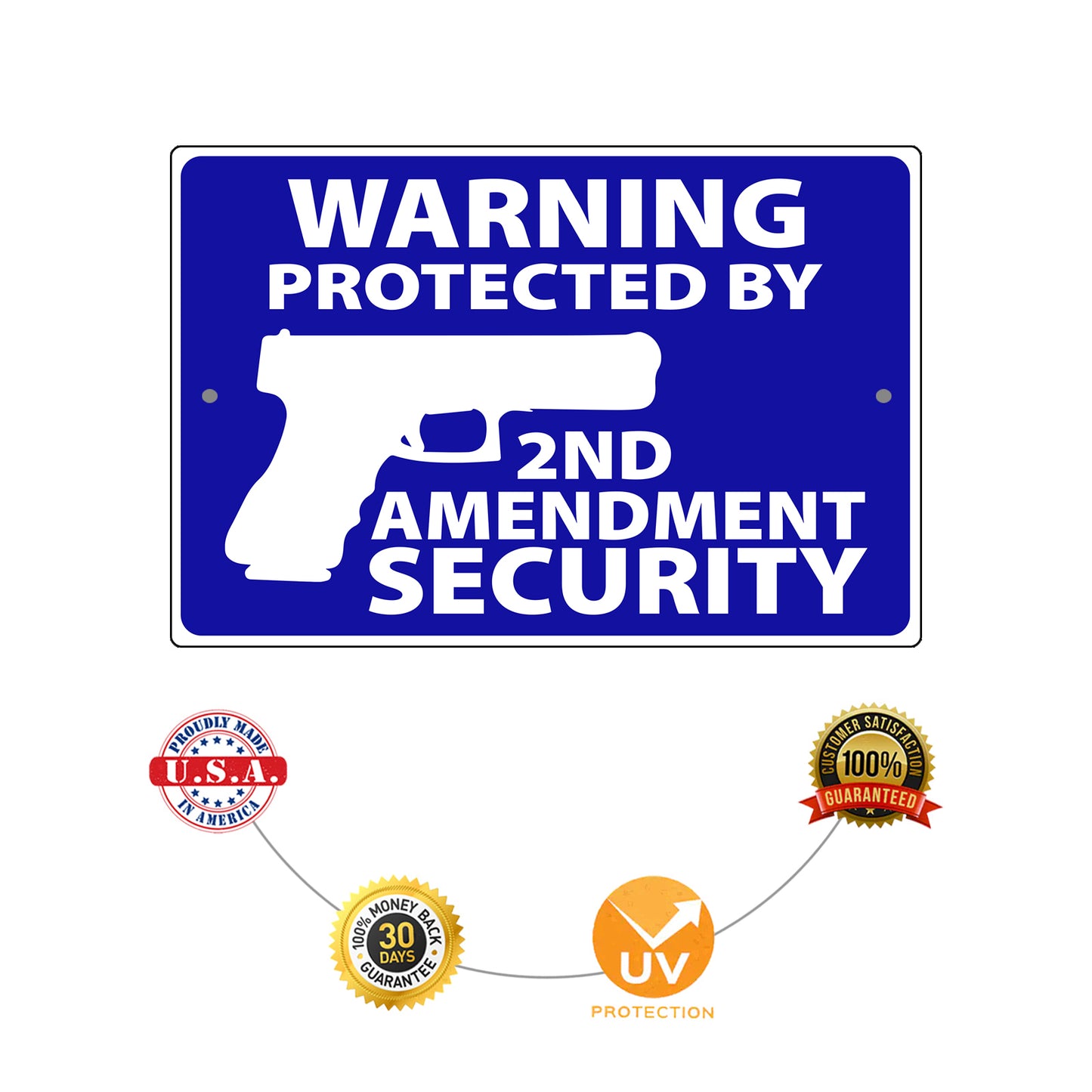 Warning Protected By 2nd Amendment Security Aluminum Metal Sign