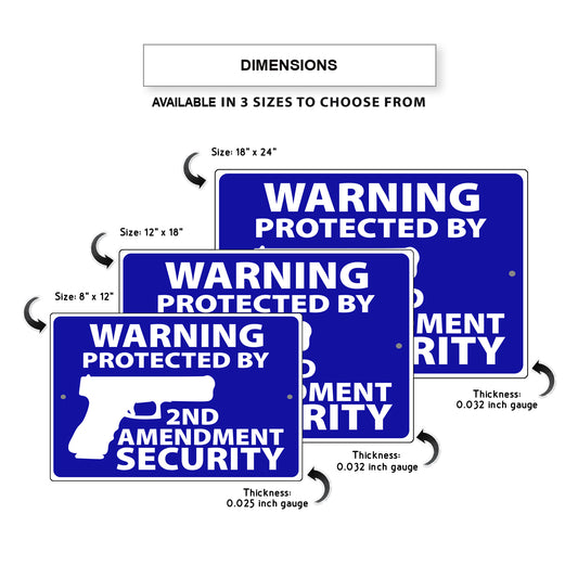 Warning Protected By 2nd Amendment Security Aluminum Metal Sign