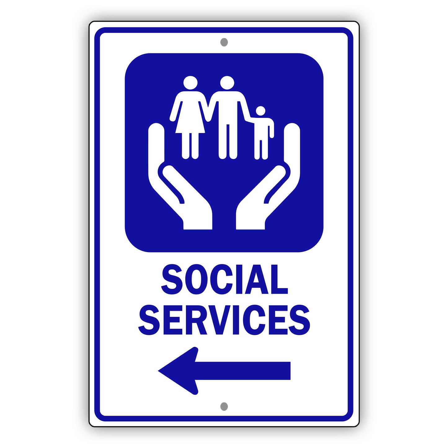 Social Services Left Arrow Aluminum Metal Plate Sign