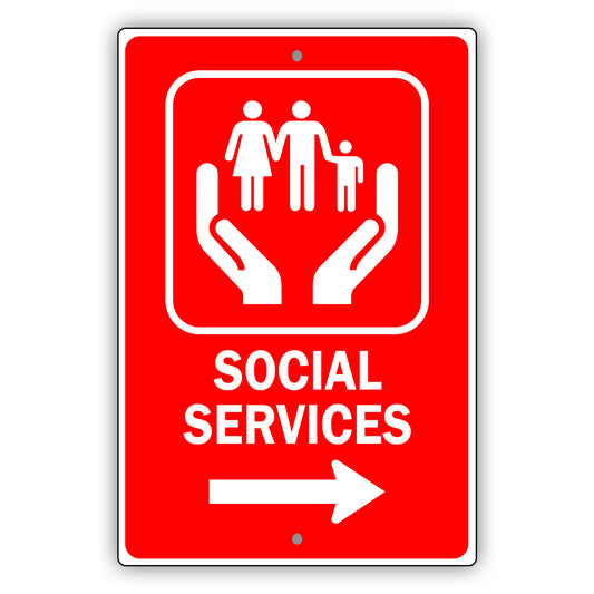 Social Service Aluminum Metal Plate Sign (Red)