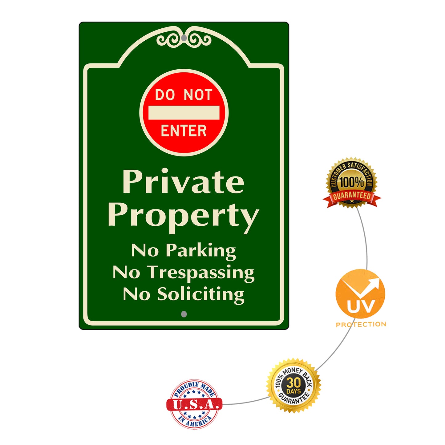Do Not Enter Private Property No Parking No Trespassing No Soliciting Aluminum Sign