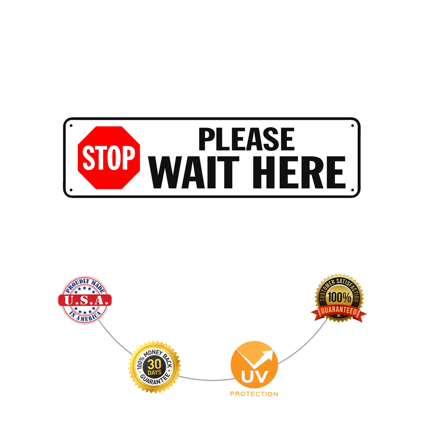 Stop Please Wait Here Aluminum Street Sign