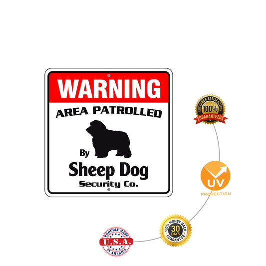 Warning Area Patrolled By Sheep Dog Metal Sign Protection
