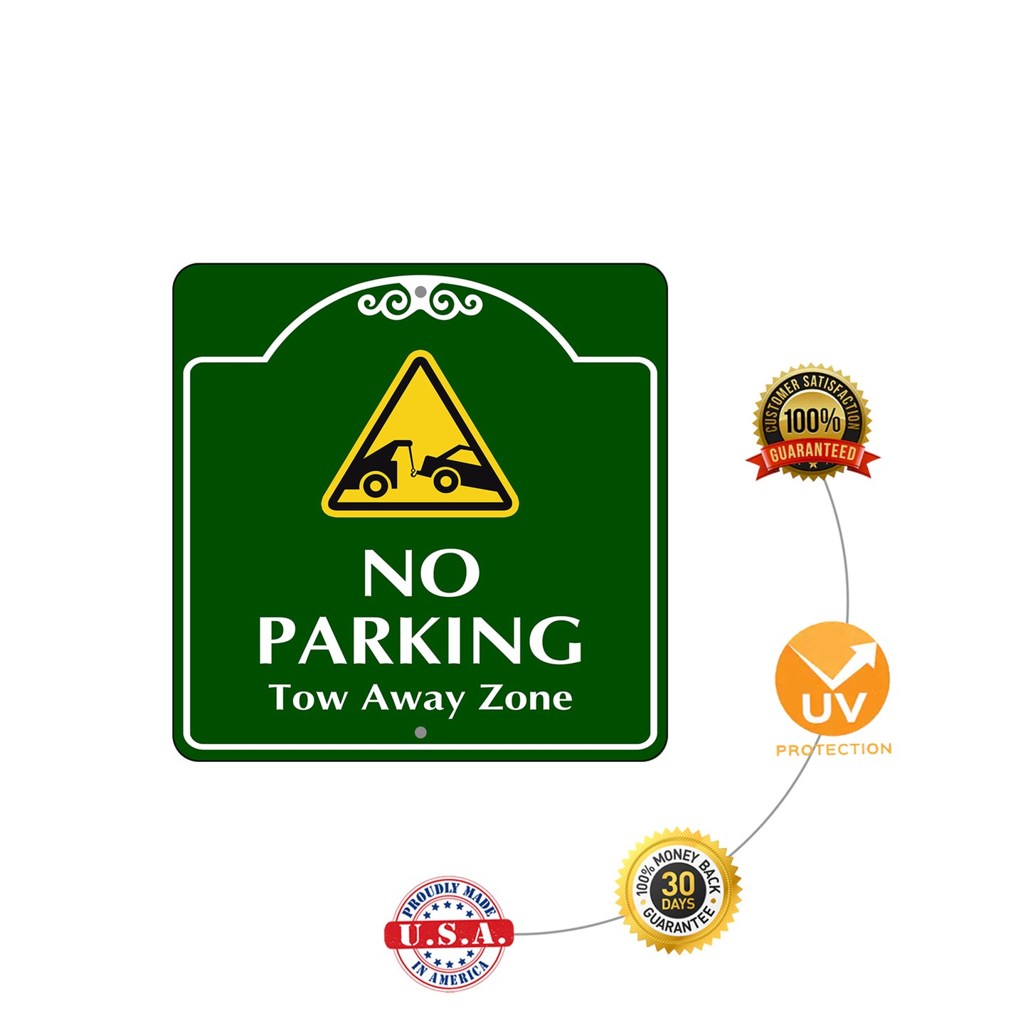No Parking Tow Away Zone Square Aluminum Metal Sign