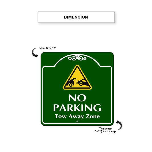 No Parking Tow Away Zone Square Aluminum Metal Sign