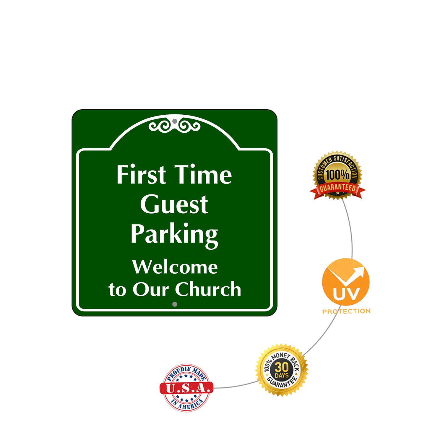 First Time Guest Parking Church Parking Square Aluminum Metal Sign