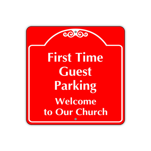 First Time Guest Parking Church Parking Square Aluminum Metal Sign