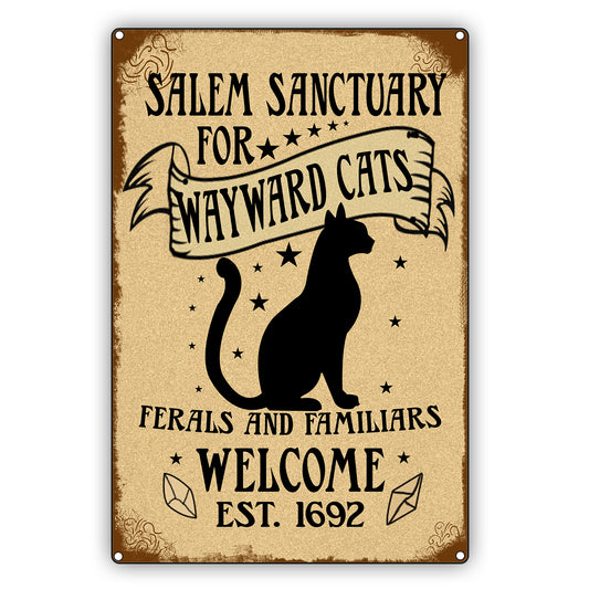 Salem Sanctuary For Wayward Cats Vintage Décor Sign