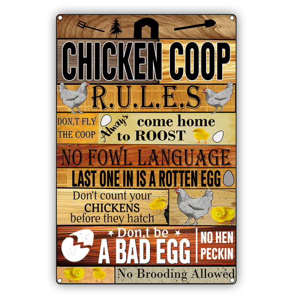 Chicken Coop Rules Home Vintage Décor Sign Sign Fever