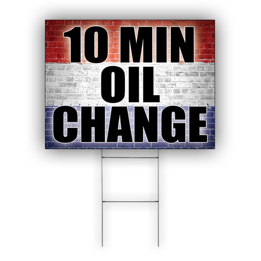10 min oil change coroplast yard sign board