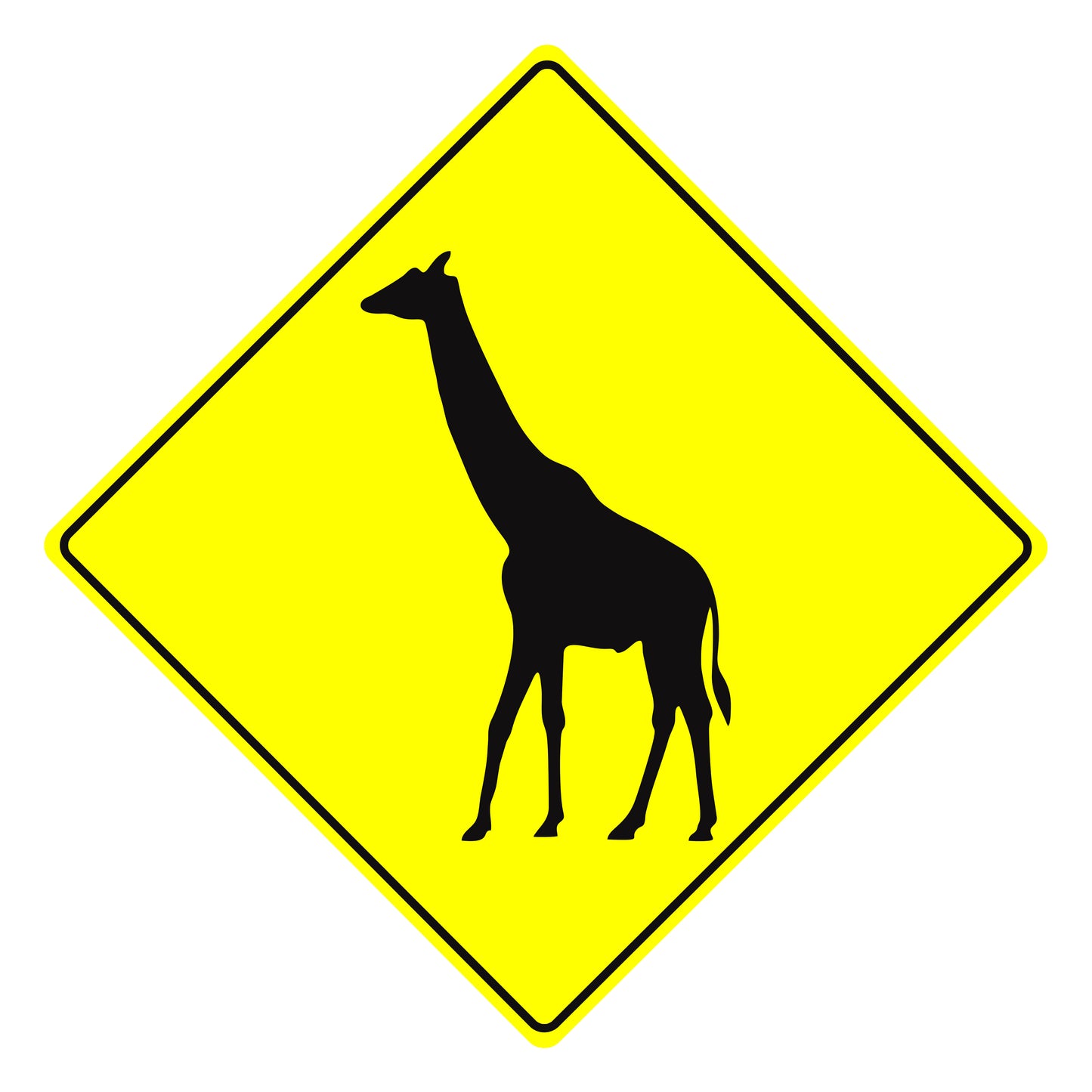 Giraffe Crossing Diamond Metal Sign Caution Sign