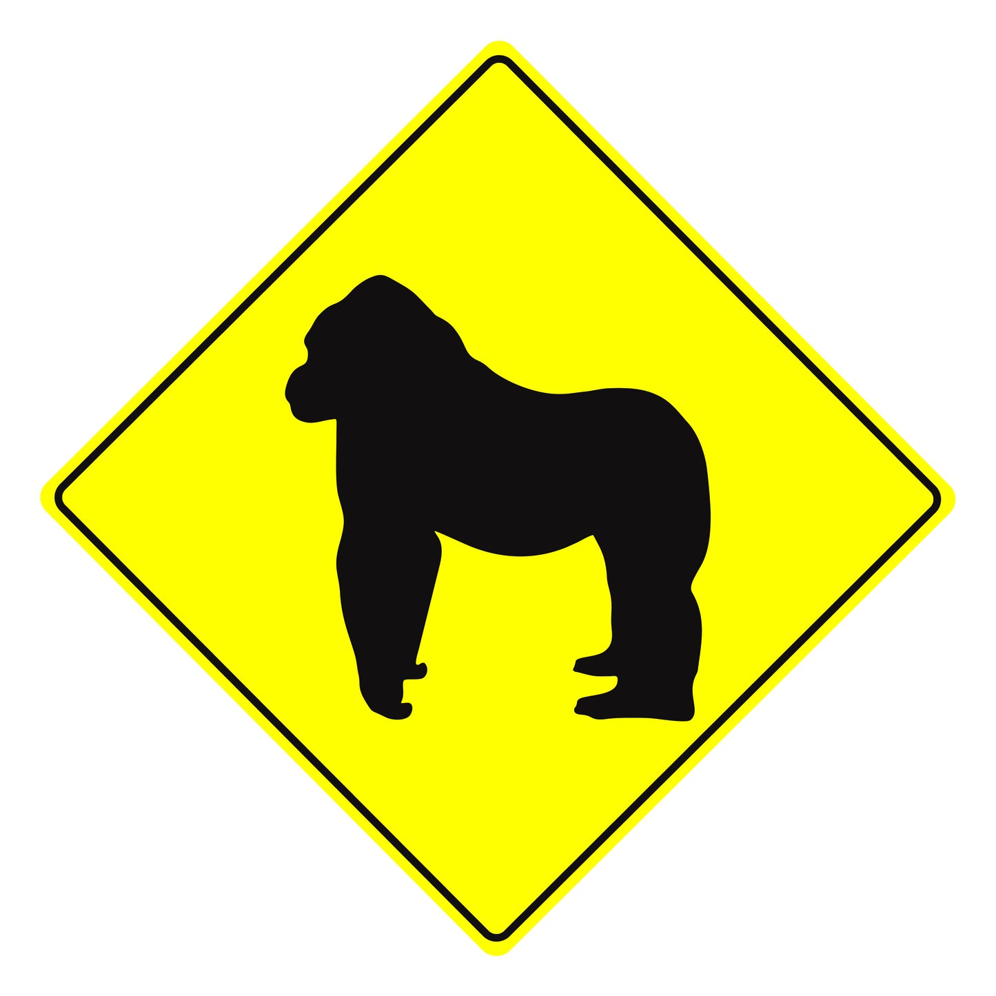 Gorilla Crossing Diamond Metal Sign Wild Animal Sign