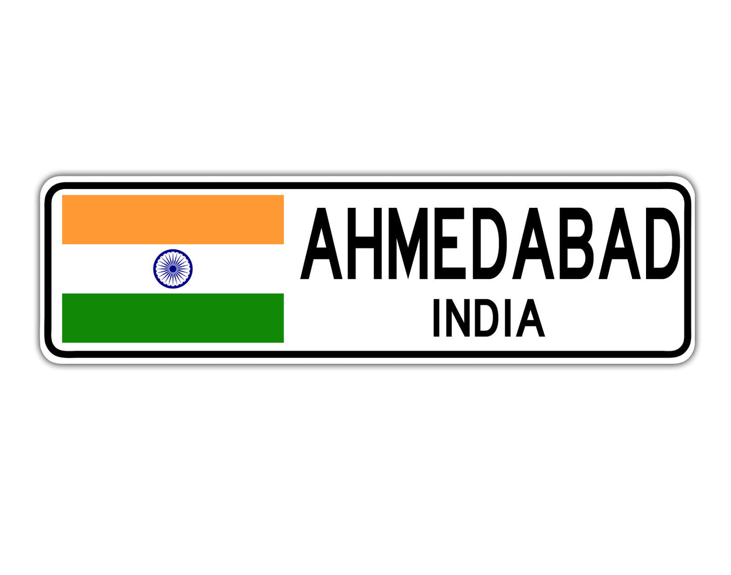 Ahmedabad India Country City Flag Aluminum Metal Sign