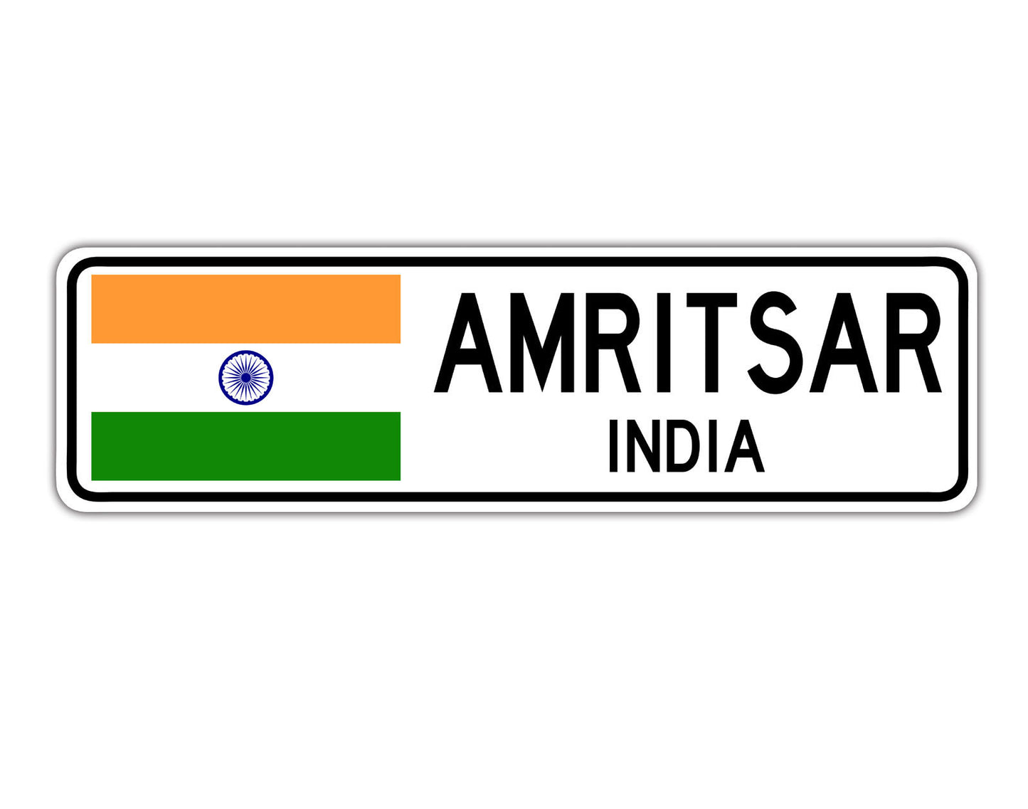 Amritsar India Country City Flag Aluminum Metal Sign