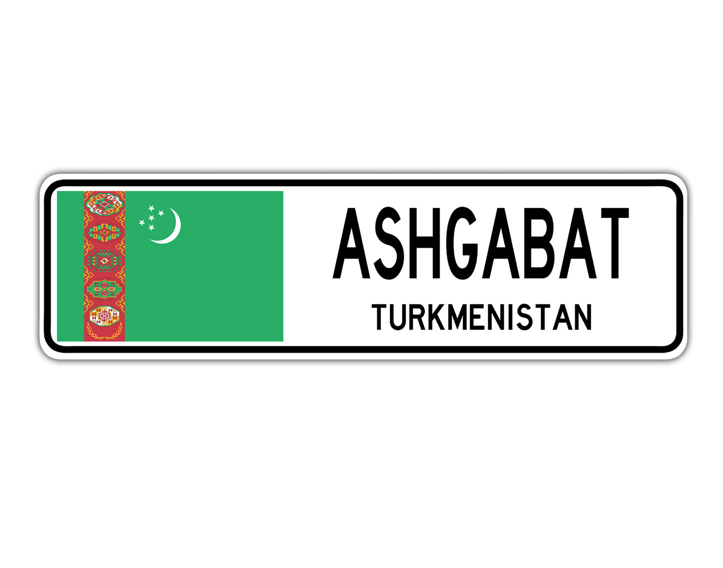 Ashgabat Turkmenistan Country City Flag Aluminum Metal Sign