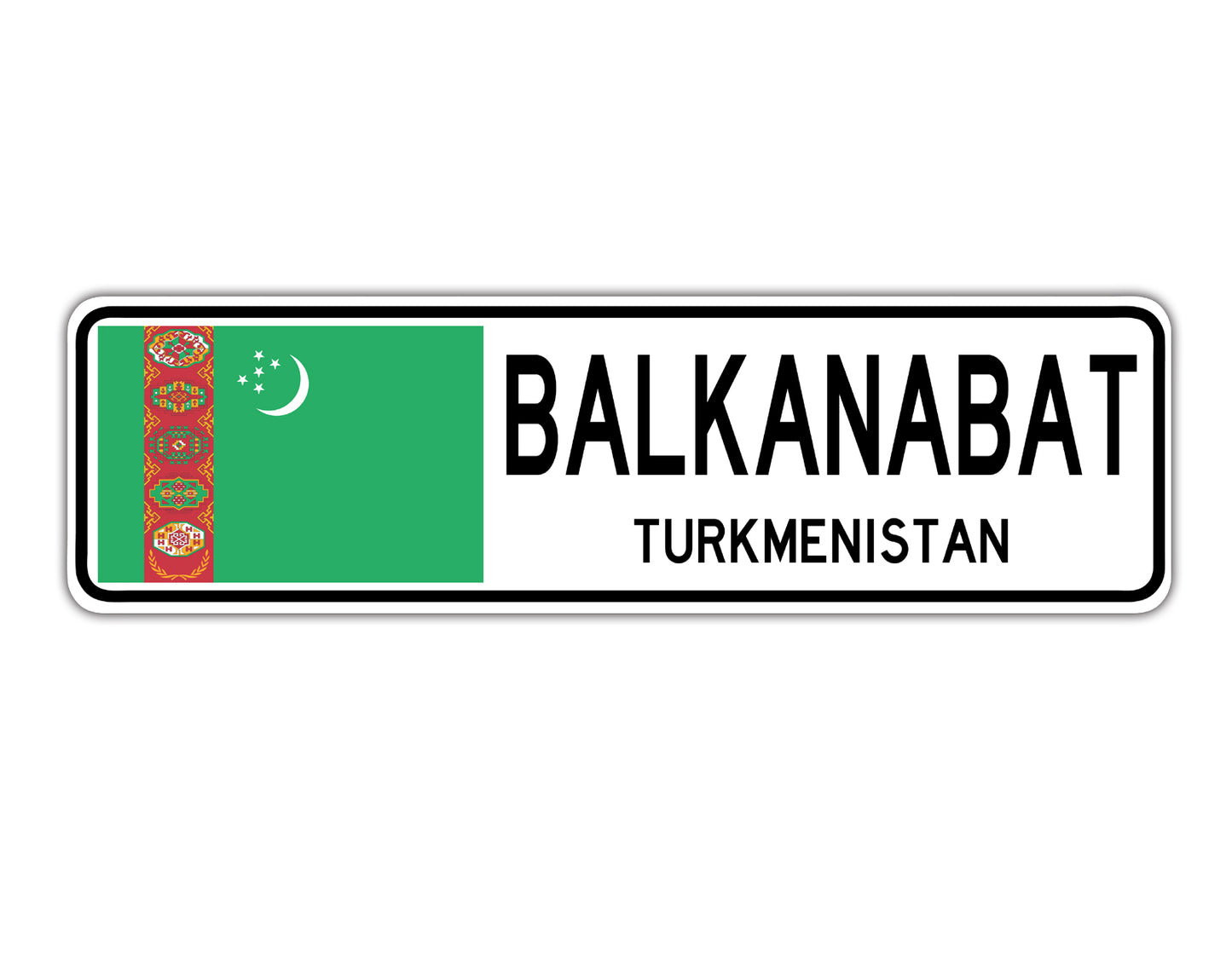 Balkanabat Turkmenistan Country City Flag Aluminum Metal Sign