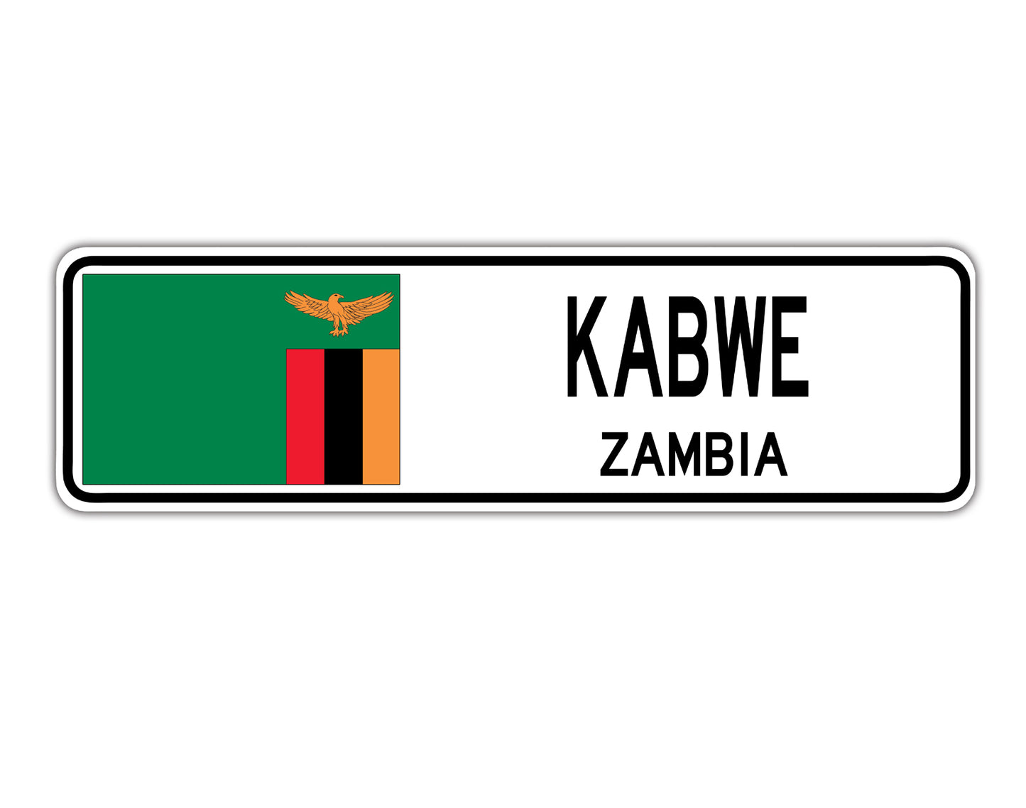 Kabwe Zambia Country City Flag Aluminum Metal Sign