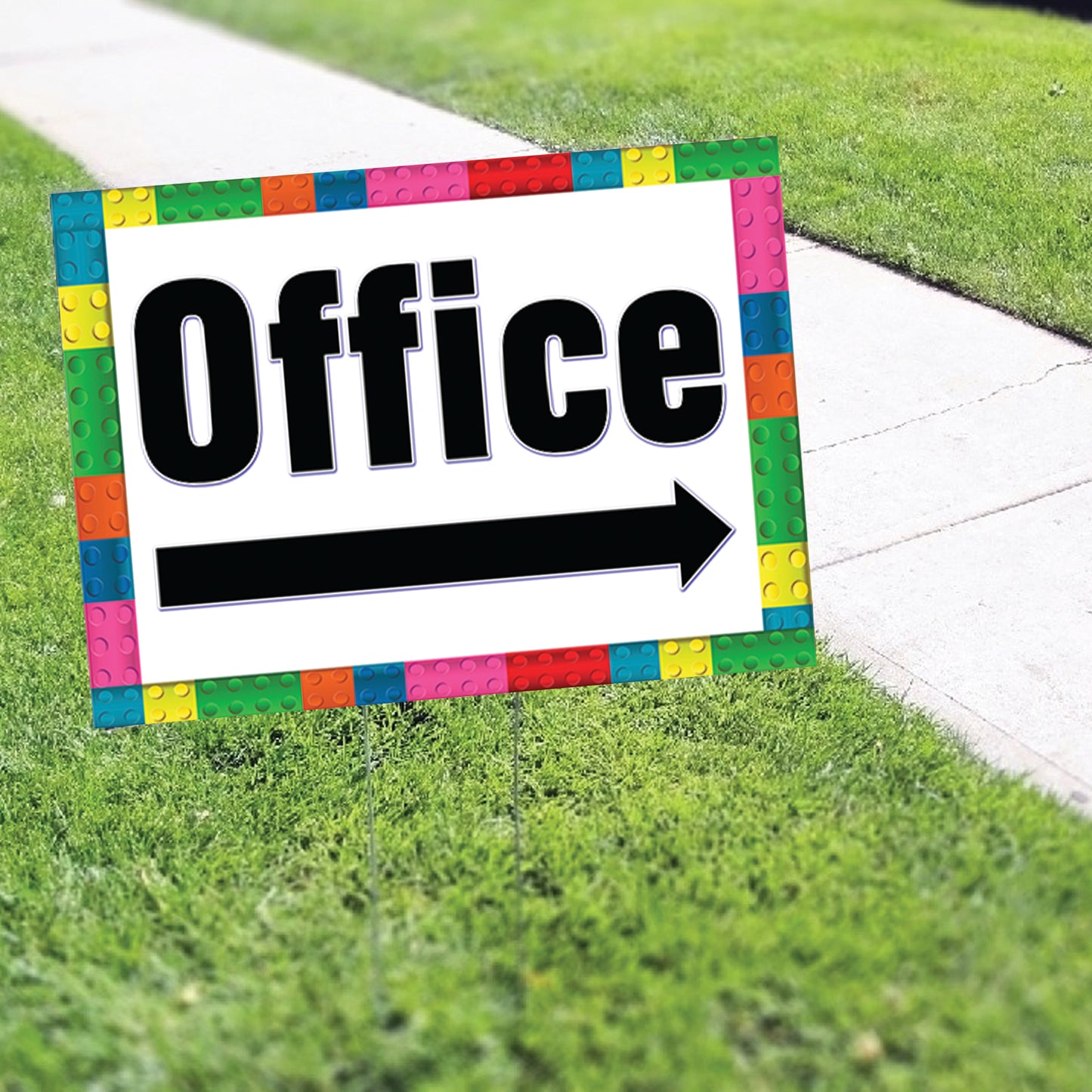 Office With Right Arrow Coroplast Printed Yard Sign