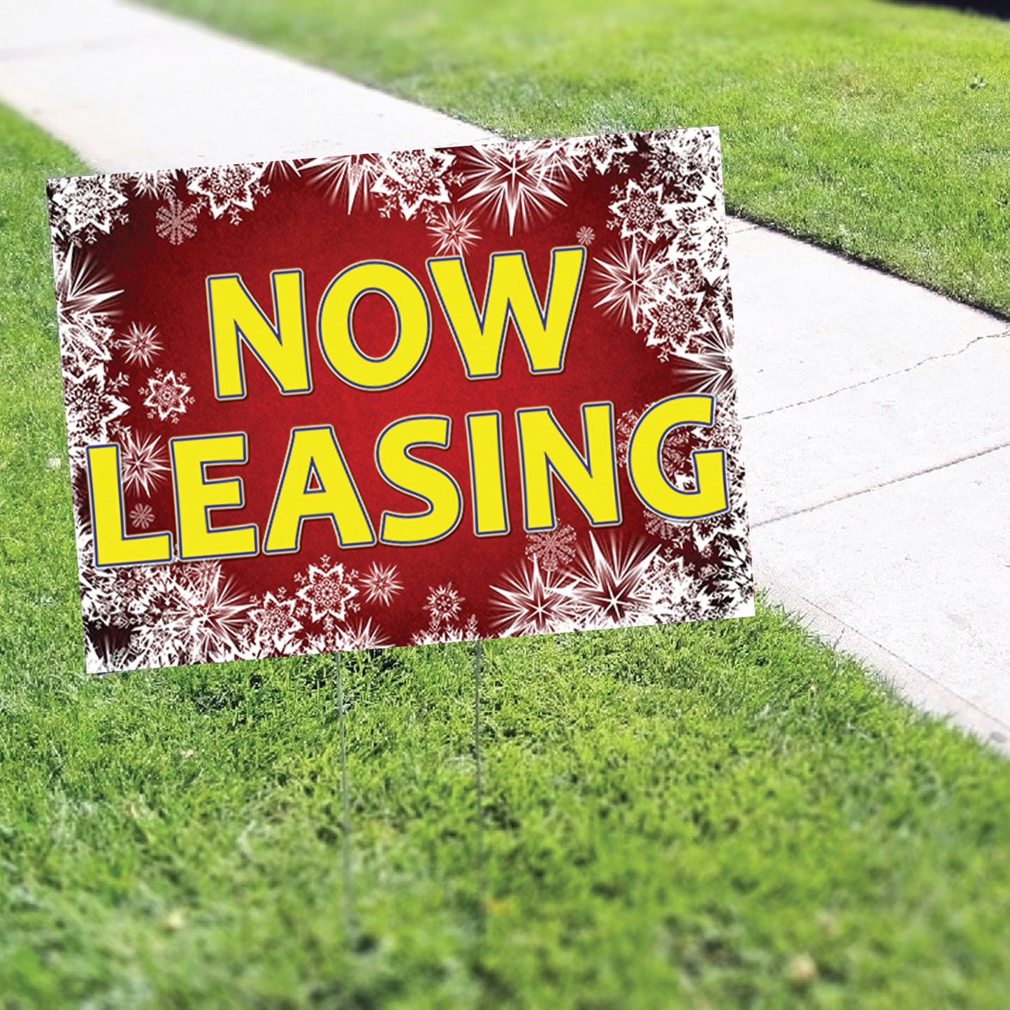Now Leasing Christmas Coroplast Printed Yard Sign