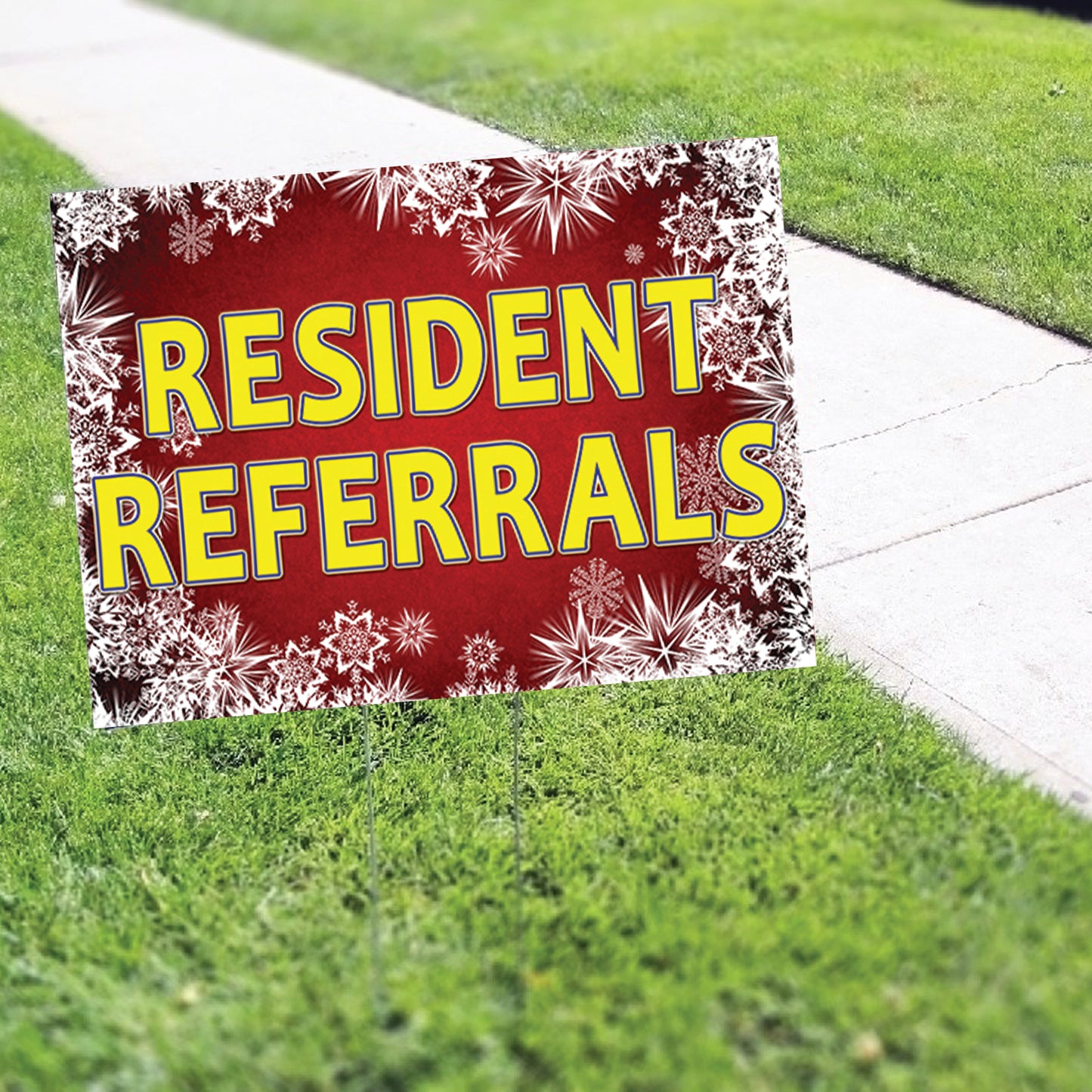 Resident Referrals Christmas Coroplast Printed Yard Sign