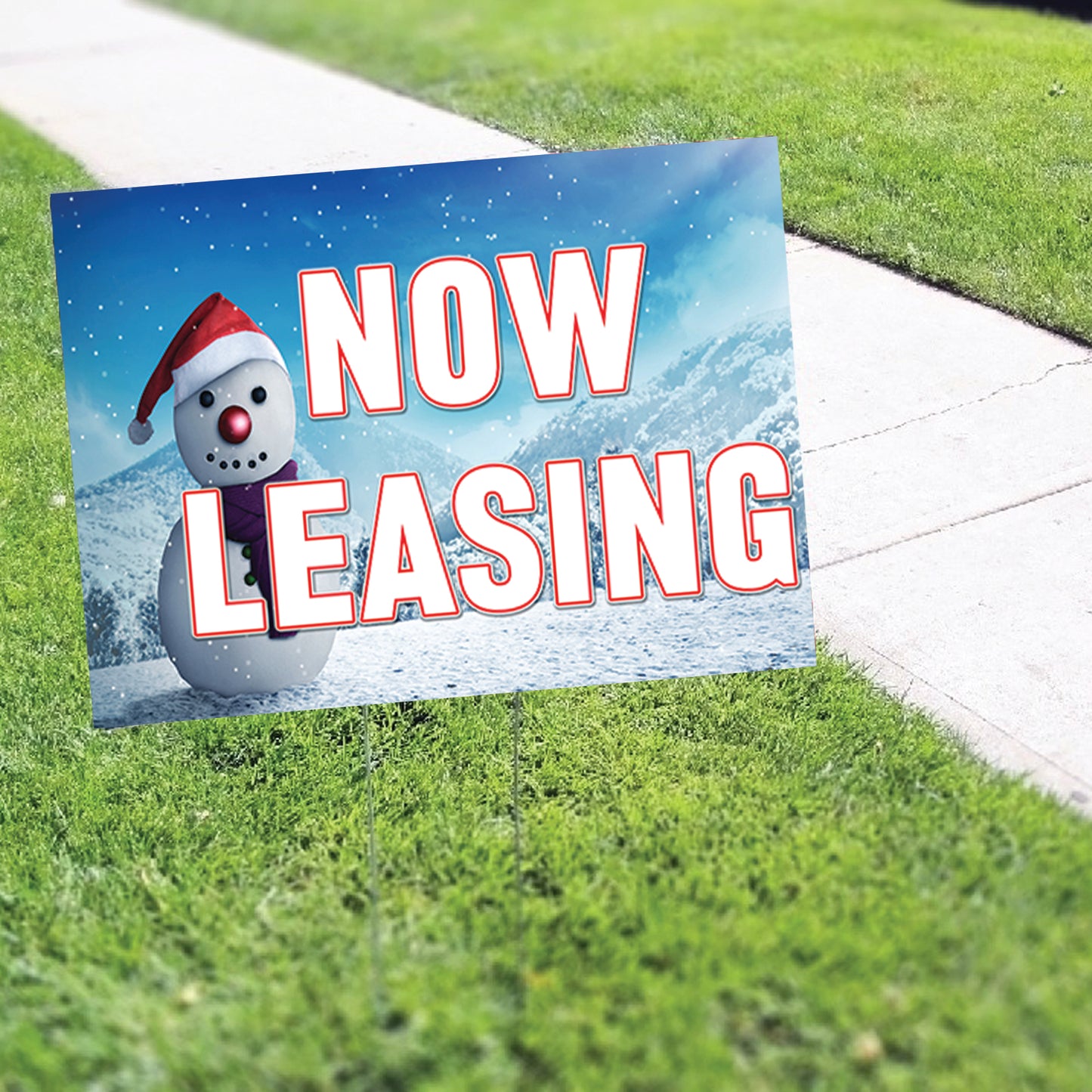 Now Leasing Christmas Coroplast Yard Sign