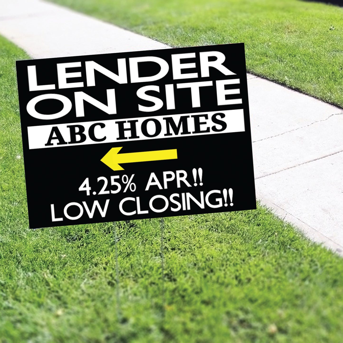 Lender On Site ABC Homes Coroplast Yard Sign