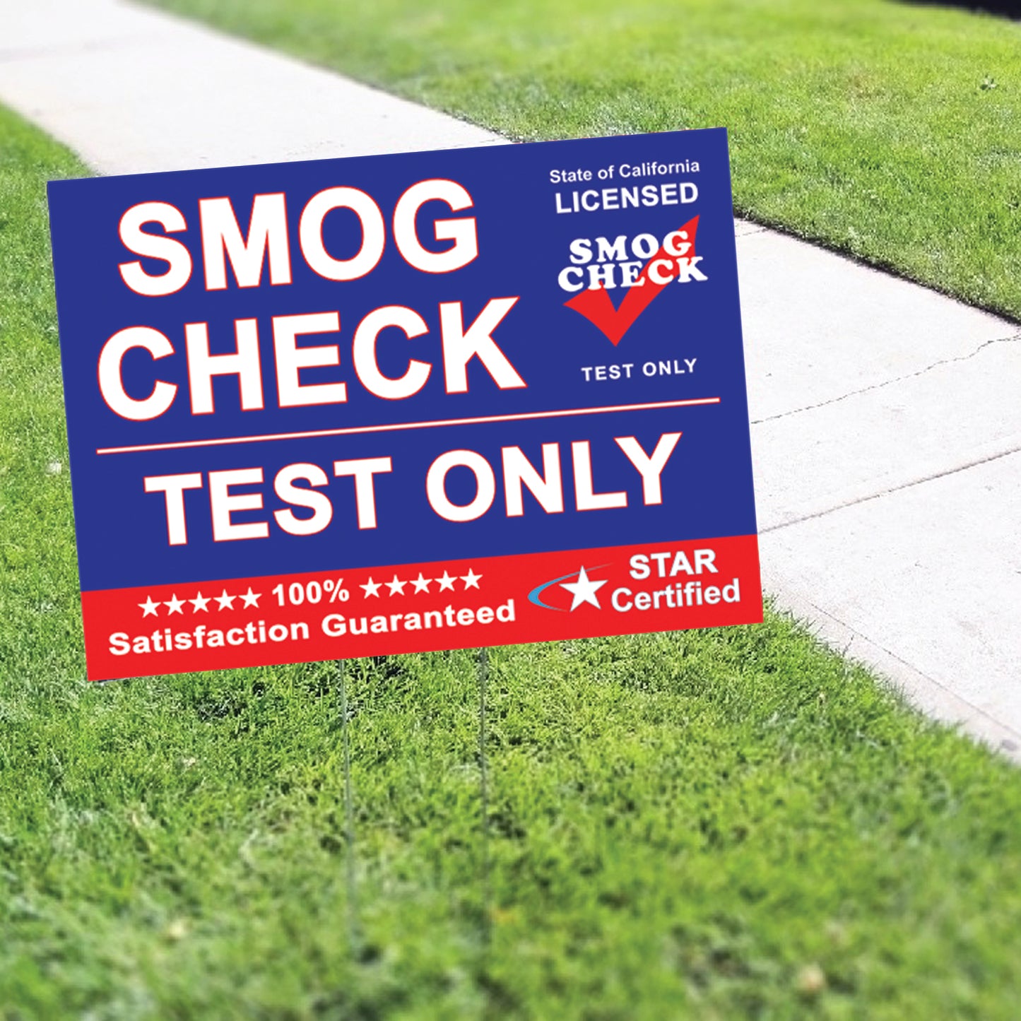 Smog Check Test Only Coroplast Yard Sign